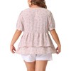 Agnes Orinda Women's Plus Size Floral Layered Peplum Hem Casual Blouses - 4 of 4