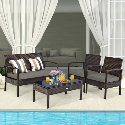 Rattan wicker best sale sofa set