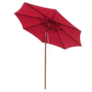 Yescom 9 Ft Wooden Patio Umbrella 8 Ribs Easy Tilt Table Parasol Outdoor Balcony Deck Red - 1 of 4
