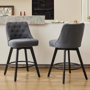 COZONY 26" Counter Height Bar Stools Set of 2, Modern Swivel Bar Stools with Back, Upholstered Seat & Wood Legs for Kitchen Island & Home Bar - 1 of 4