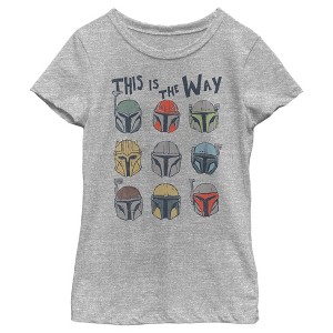 Girl's Star Wars: The Mandalorian Different Mando Helmets T-Shirt - 1 of 4