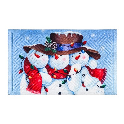 Evergreen Flag Snowman Friends Trio Embossed Floor Mat