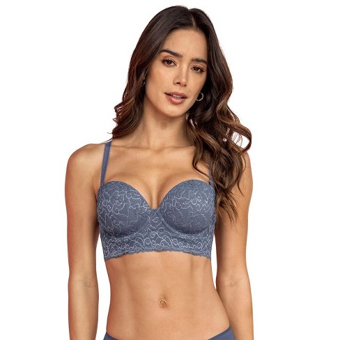 Leonisa Laced Balconette Push-up Bra With Wide Underbust Band - Blue 36b :  Target