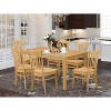 Elegant 7-Piece Dining Set - Baroque Style Table & Chairs - Oak Finish - Family Room Decor - 2 of 4
