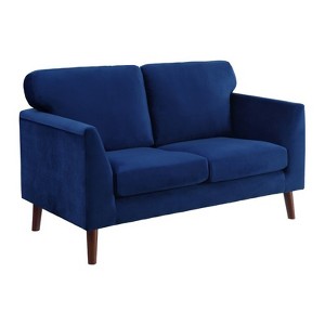 Tolley Velvet Loveseat in Blue - Lexicon - 1 of 4