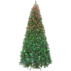 7.5ft Prelit Christmas Tree with RGB Dynamic LEDs, Remote Control, Daily Timer, Hinged Xmas Tree - 1 of 4