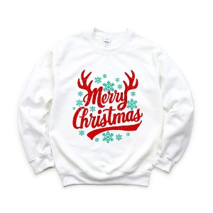 Simply Sage Market Women's Graphic Sweatshirt Merry Christmas Antlers - 1 of 4