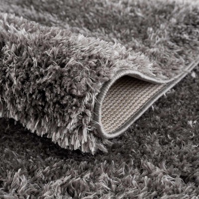 Faina Medium Gray Plush Shag Washable Rug 4' x 5'7"