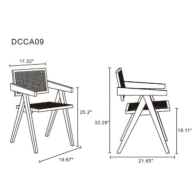 Hamlet Black and Natural Cane A-Frame Armchair