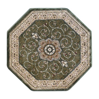 Masada Rugs Traditional Octagon Area Rug Design # 404 Green (4 Feet X 4 ...