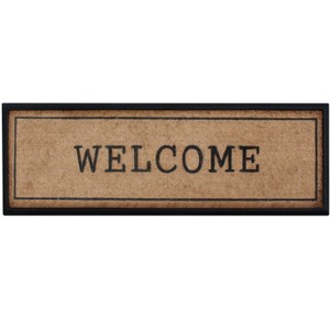 A1HC Natural Coir and Rubber Welcome Black Border Large Door Mat 18" x 48", Front Door Entry Doormat - 1 of 4