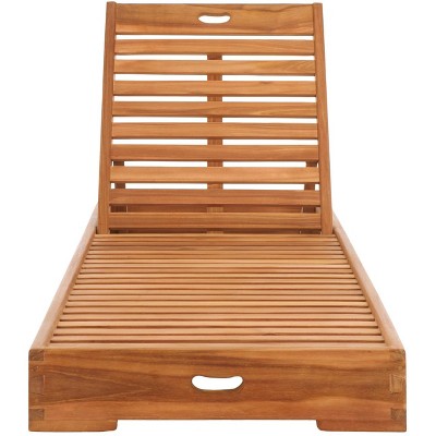 Aberdeen Solid Teak Lounger - Outdoor - PAT6504 - Natural -Safavieh