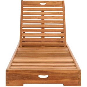 Aberdeen Solid Teak Lounger - Outdoor - PAT6504 - Natural -Safavieh - 1 of 4