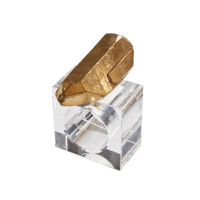 Saro Lifestyle Luxe Quartz Napkin Ring (Set of 4), Gold