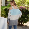 Anna-Kaci Women's Color Block Knit Sweater with Cold Shoulder Detail - 4 of 4