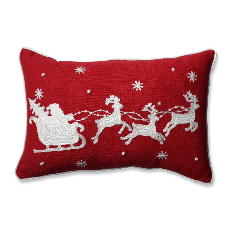 11.5&#34;x18.5&#34; Santa Sleigh &#38; Reindeers Lumbar Throw Pillow - Pillow Perfect, 1 of 6