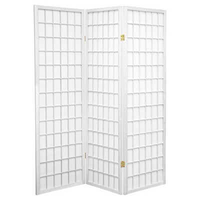 5 ft. Tall Window Pane Shoji Screen - White (3 Panels)