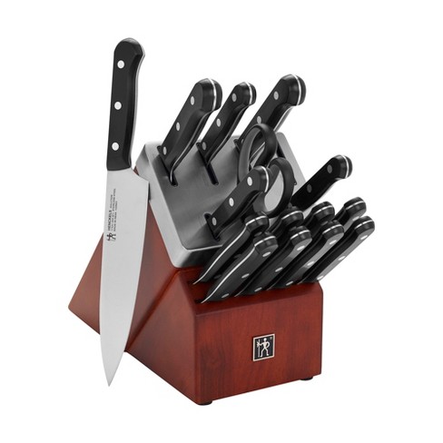 Henckels Razor-sharp Solution 16-pc Self-sharpening Knife Block Set -  Walnut, German Engineered Informed By 100+ Years Of Mastery