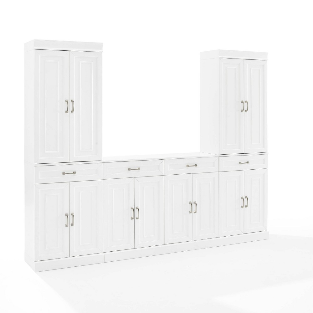 Photos - Storage Сabinet Crosley 3pc Stanton Sideboard and Pantry Set White  