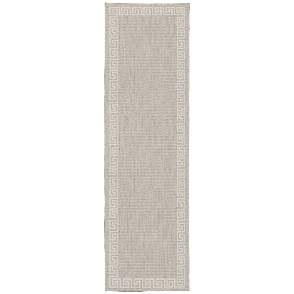  Paloma Greek Key Bordered Patio Rug Gray/Ivory