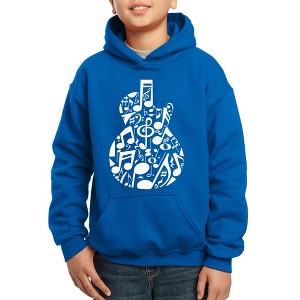 LA Pop Art Music Notes Guitar - Boy's Word Art Hooded Sweatshirt - 1 of 4