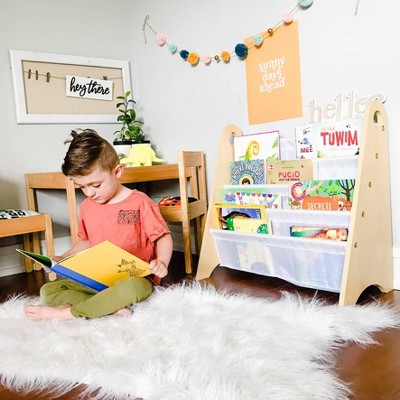 White and Gray Modern Sling Kids Bookshelf