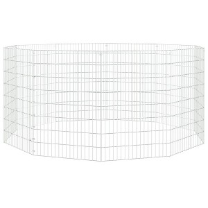 vidaXL Free Range Animal Enclosure - 10 Panels, 21.3"x31.5" Galvanized Iron for Outdoor/Indoor, Durable Rabbit Hutch, Silver Finish - 1 of 4