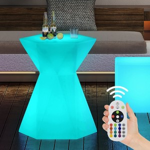 Mjkone 30" H Rechargable Bar Table for Cocktail Pub 16 RGB Color Changing LED Lights , Water Proof Light Up Luminous Furniture Coffee Tables - 1 of 4