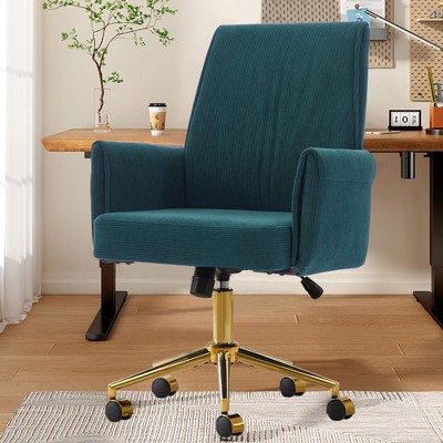 PAGED Swivel Office Chair Height Adjustable Gaming Chair with Golden Base & Soft Cushion for Living Room, Home Office