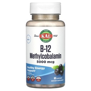 KAL B-12 Methylcobalamin, Acai Berry, 5,000 mcg, 60 Lozenges - 1 of 2