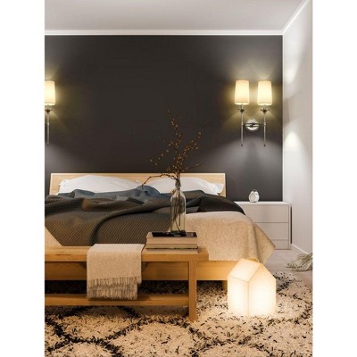 Emily Elegant Matte Black 2-Light Cylinder Wall Sconce with Off-White Shades