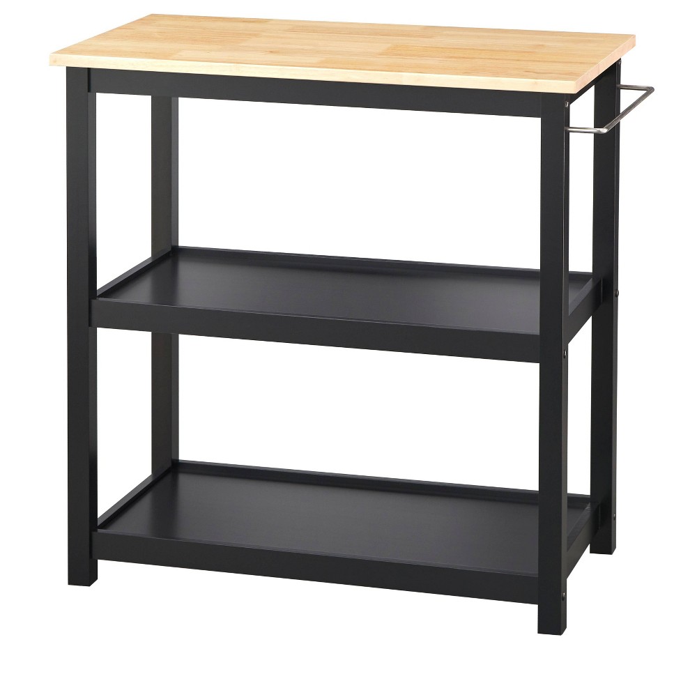 Photos - Other Furniture Mylah Kitchen 2-Tier Rolling Cart Black/Natural - Buylateral