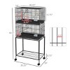 64" Double Stackable Bird Cage with Stand and Wheels for Budgies,Budgie Cage with Trays and Perches - LAOTIES - 2 of 4