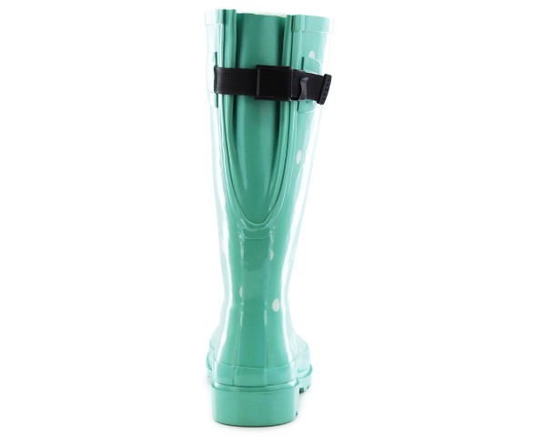 Women's Novelty Polka Dot Wide Calf Rain Boots - Mint 8WC