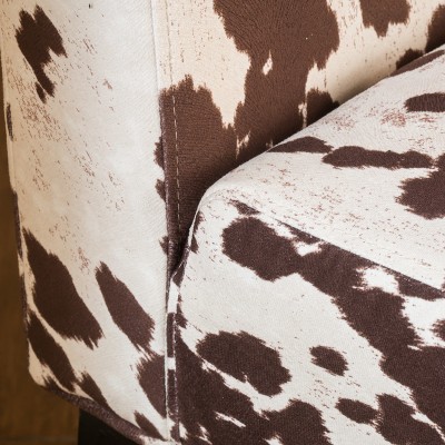 Plush Brown & White Cow Print Velvet Accent Chair