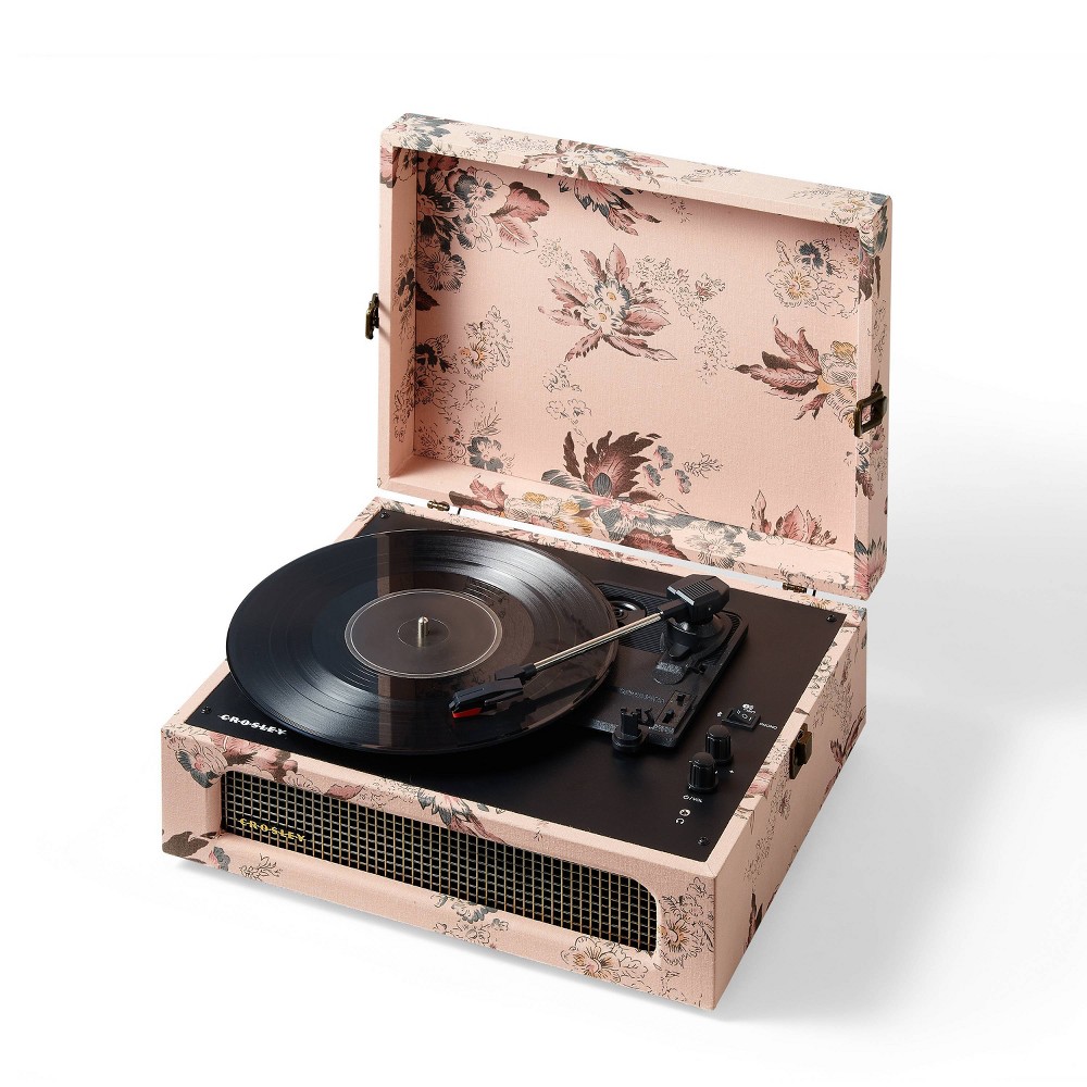 Crosley Voyager Bluetooth Vinyl Record Player - Floral: 3-Speed, Built-In Stereo Speakers