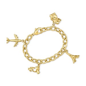 Ross-Simons Italian 14kt Yellow Gold-Plated Travel Charm Bracelet - 1 of 3