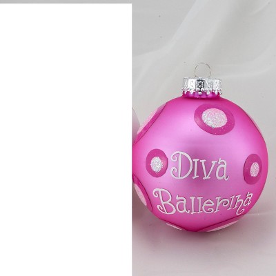 Kurt S. Adler Pink and White Diva Ballerina Ballet Christmas Ball Ornament 3.25" (80mm)