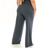 Coolmee Women's Wide Leg Lounge Pants Lightweight High Rise Adjustable Tie Knot Loose Trousers with Pockets - 2 of 3
