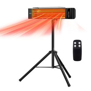 ROVSUN 1500W Outdoor Electric Heater, Patio Freestanding / Wall-mounted Heater, Adjustable Heights, 3s Instant Heating for Indoor Outdoor Backyard - 1 of 4