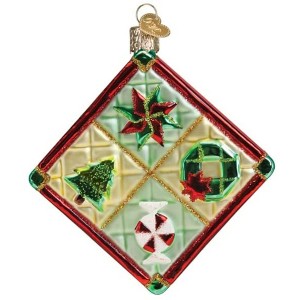 Old World Christmas Glass Blown Ornament for Christmas Tree, Christmas Quilt - 1 of 4