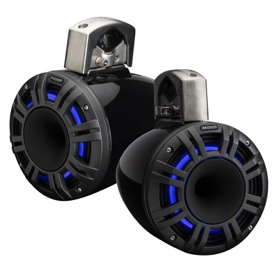 Kicker 51KMTCXL8 8" RGB LED Horn Loaded Compression Driver Marine Tower Speakers, Pair, Black