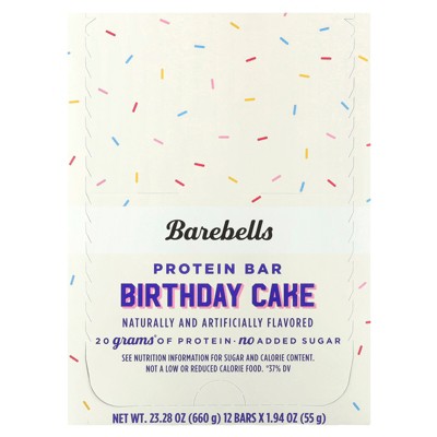 Barebells Protein Bar, Birthday Cake, 12 Bars, 1.94 oz (55 g) Each