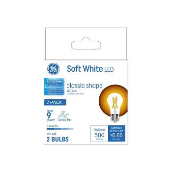 GE 2pk 5.5 Watts Soft White Medium Base LED Ceiling Fan Light Bulbs