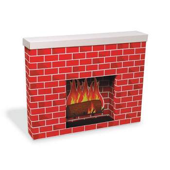 Northlight Red Brick Corrugated 3-D Fireplace Christmas Decoration 38"