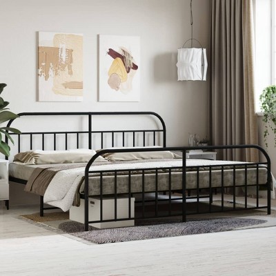 vidaXL Metal Bed Frame with Headboard and Footboard Black 76 in.x79.9 in. King