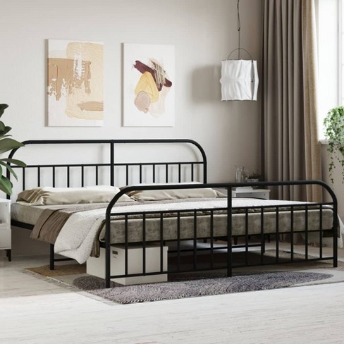 vidaXL Metal Bed Frame with Headboard and Footboard Black 76 in.x79.9 in. King - image 1 of 4