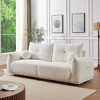 90'' Lamb's Wool 2-Seater Cushion Sofa with 2 Cushions and 2 Ball Pillows, Deep Seat Comfortable Sofa - 3 of 4