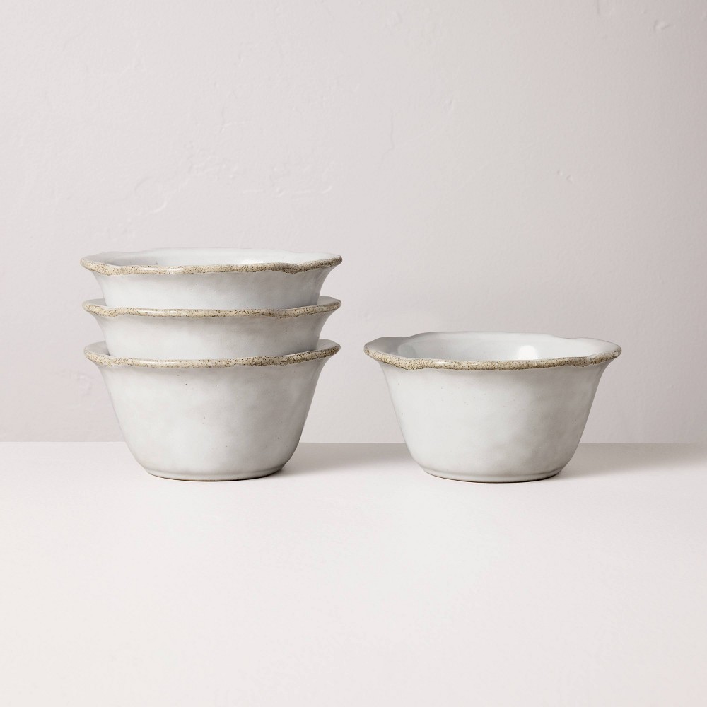 Set of 4 Carved Edge Mini Bowls Cream - Hearth & Hand™ with Magnolia