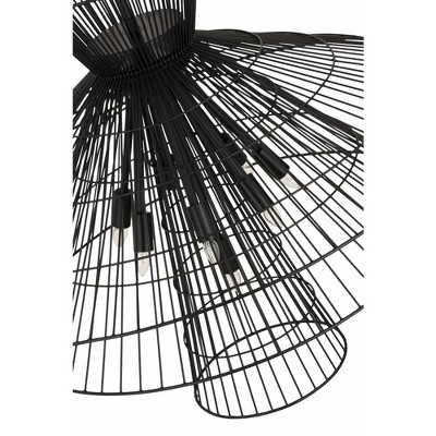 Alito 8-Bulb Geometric Pendant Light - 35" Iron Fixture for Dining Room & Foyer